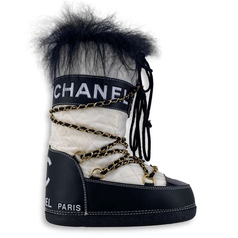 black and white chanel snow boots|chanel snow boots with spikes.